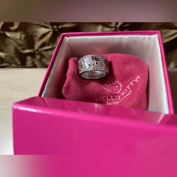 Hello Kitty Sanrio for Diamonique Hello Kitty Flower Eternity Ring size 8 1/2 🌸 - Picture 3 of 14